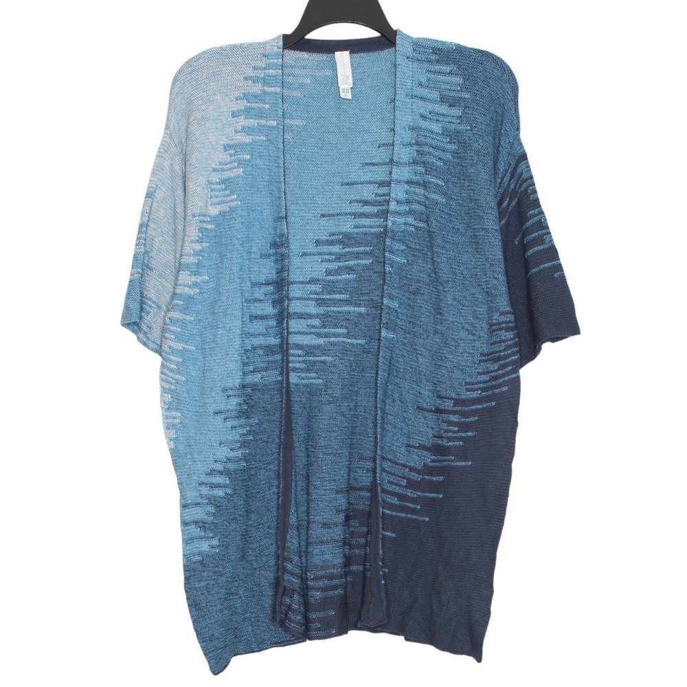 Marla Wynne Cardigan Open Front Oversized Kimono Boho Artsy Lagenlook Blue XS